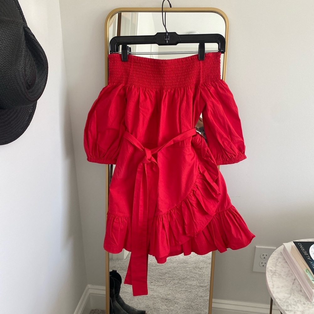 Tularosa Red Off-Shoulder Ruffle Mini Dress - Picture 2 of 8